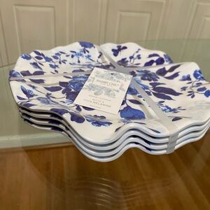 Shabby Chic Blue Floral Melamine Salad  Plates 9”